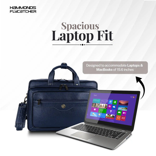 Laptop Bag for Men - Genuine Leather - Fits Upto 15.6 Inch Laptop