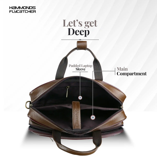 Laptop Bag for Men - Genuine Leather - Fits Upto 15.6 Inch Laptop