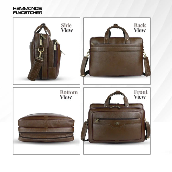 Laptop Bag for Men - Genuine Leather - Fits Upto 15.6 Inch Laptop