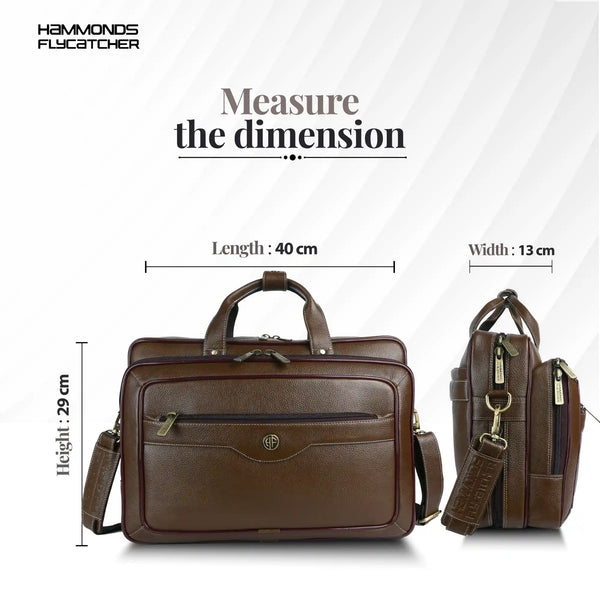 Laptop Bag for Men - Genuine Leather - Fits Upto 15.6 Inch Laptop