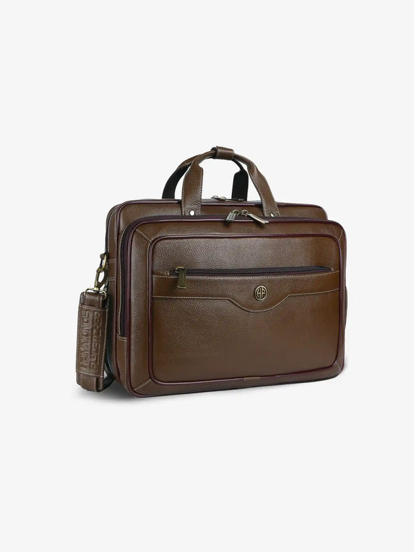 Laptop Bag for Men - Genuine Leather - Fits Upto 15.6 Inch Laptop
