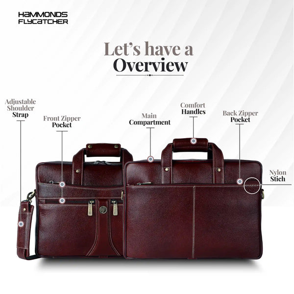 Leather Laptop Office Bag for Men - Messenger Shoulder Bag - Fits 14/15.6 Inch Laptop