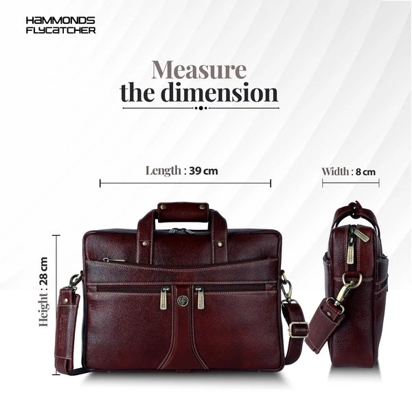 Leather Laptop Office Bag for Men - Messenger Shoulder Bag - Fits 14/15.6 Inch Laptop