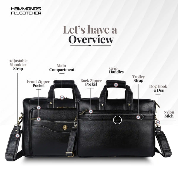Leather Office Laptop Bags For Mens - Fits Up to 15.6-inch Laptop/MacBook - 1 Year Warranty Included