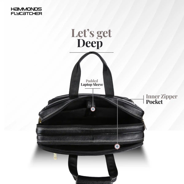 Leather Office Laptop Bags For Mens - Fits Up to 15.6-inch Laptop/MacBook - 1 Year Warranty Included