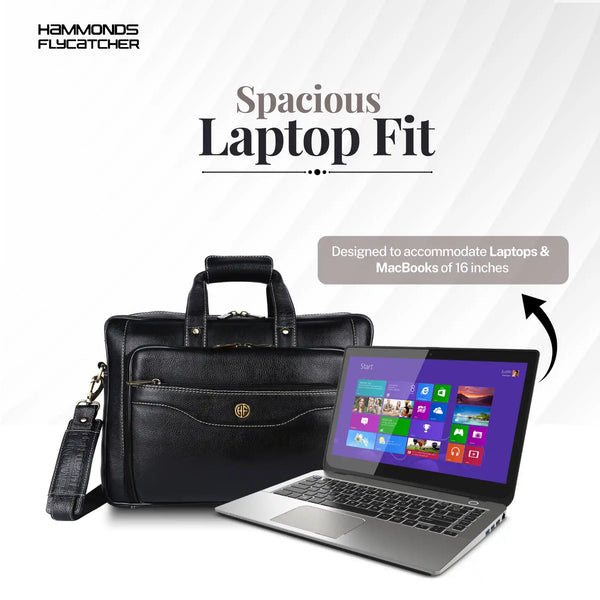 Leather Office Laptop Bags For Mens - Fits Up to 15.6-inch Laptop/MacBook - 1 Year Warranty Included