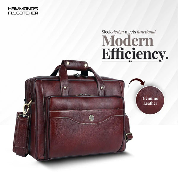 Leather Office Laptop Bags For Mens - Fits Up to 15.6-inch Laptop/MacBook - 1 Year Warranty Included