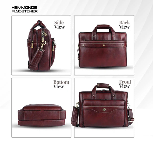 Leather Office Laptop Bags For Mens - Fits Up to 15.6-inch Laptop/MacBook - 1 Year Warranty Included