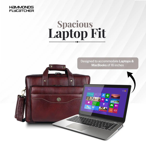 Leather Office Laptop Bags For Mens - Fits Up to 15.6-inch Laptop/MacBook - 1 Year Warranty Included