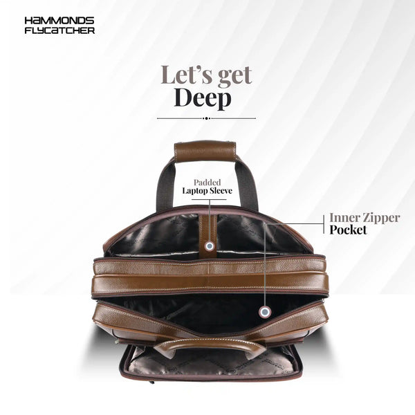 Leather Office Laptop Bags For Mens - Fits Up to 15.6-inch Laptop/MacBook - 1 Year Warranty Included