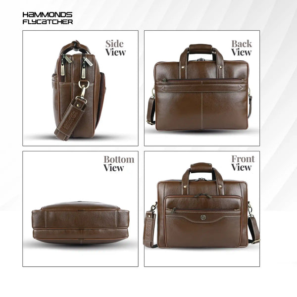 Leather Office Laptop Bags For Mens - Fits Up to 15.6-inch Laptop/MacBook - 1 Year Warranty Included