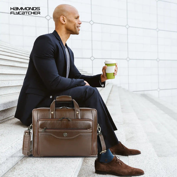 Leather Office Laptop Bags For Mens - Fits Up to 15.6-inch Laptop/MacBook - 1 Year Warranty Included