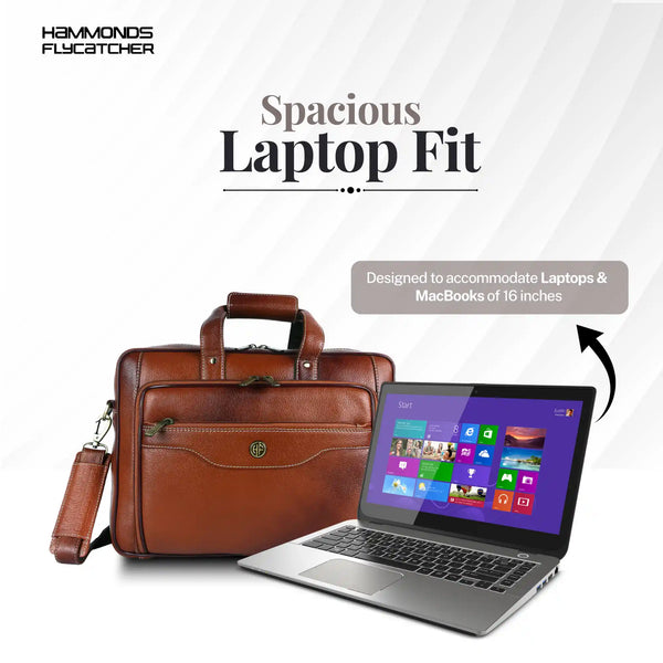 Leather Office Laptop Bags For Mens - Fits Up to 15.6-inch Laptop/MacBook - 1 Year Warranty Included