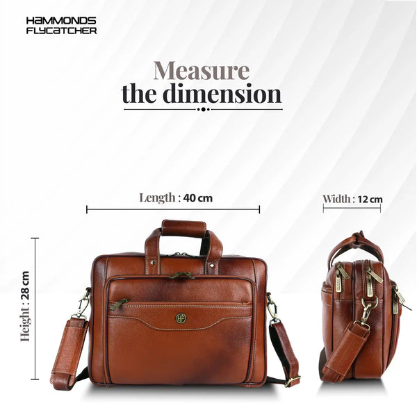 Leather Office Laptop Bags For Mens - Fits Up to 15.6-inch Laptop/MacBook - 1 Year Warranty Included