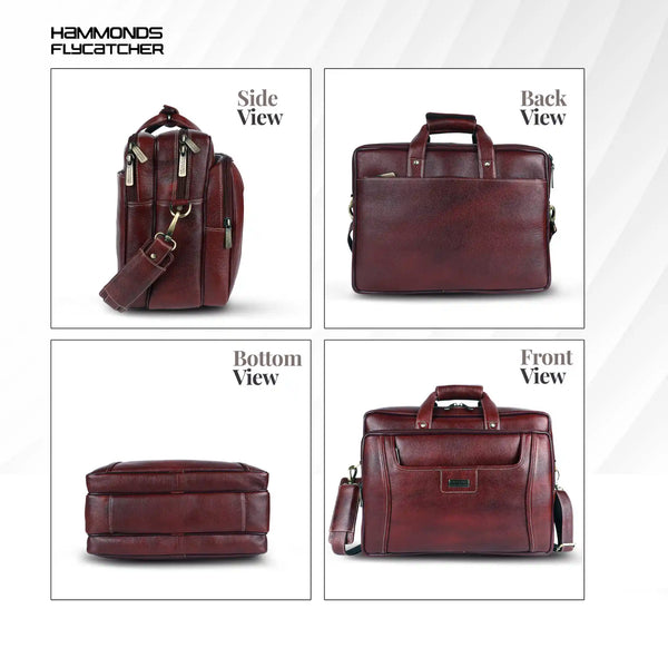 Leather office side bag For Laptop - Laptop Bag for 14-15.6 Inch Laptop/MacBook - 1 Year Warranty
