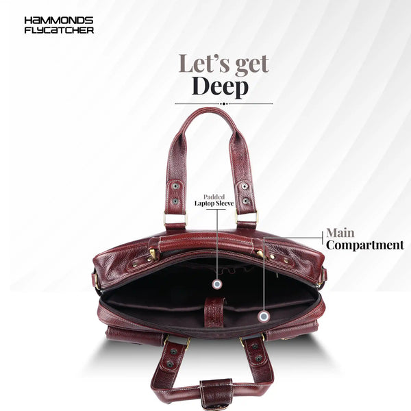 Premium Laptop Bag for Men - Office & Regulars Use - Genuine Leather - Fits for 14-15.6 Inch Laptops