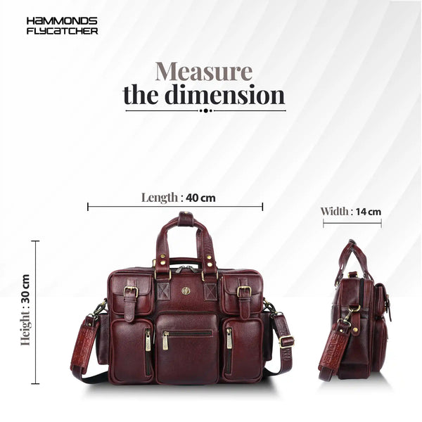 Premium Laptop Bag for Men - Office & Regulars Use - Genuine Leather - Fits for 14-15.6 Inch Laptops