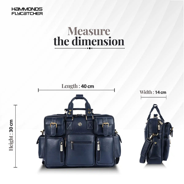 Premium Laptop Bag for Men - Office & Regulars Use - Genuine Leather - Fits for 14-15.6 Inch Laptops