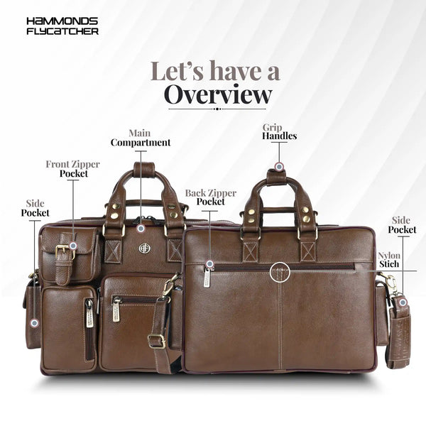 Premium Laptop Bag for Men - Office & Regulars Use - Genuine Leather - Fits for 14-15.6 Inch Laptops
