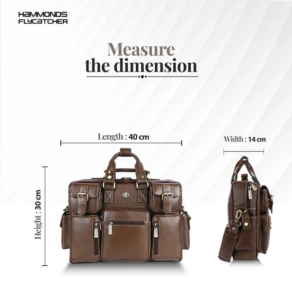 Premium Laptop Bag for Men - Office & Regulars Use - Genuine Leather - Fits for 14-15.6 Inch Laptops