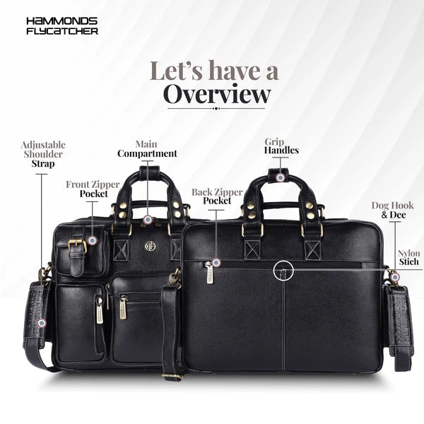 Premium Laptop Bag for Men - Office & Regulars Use - Genuine Leather - Fits for 14-15.6 Inch Laptops