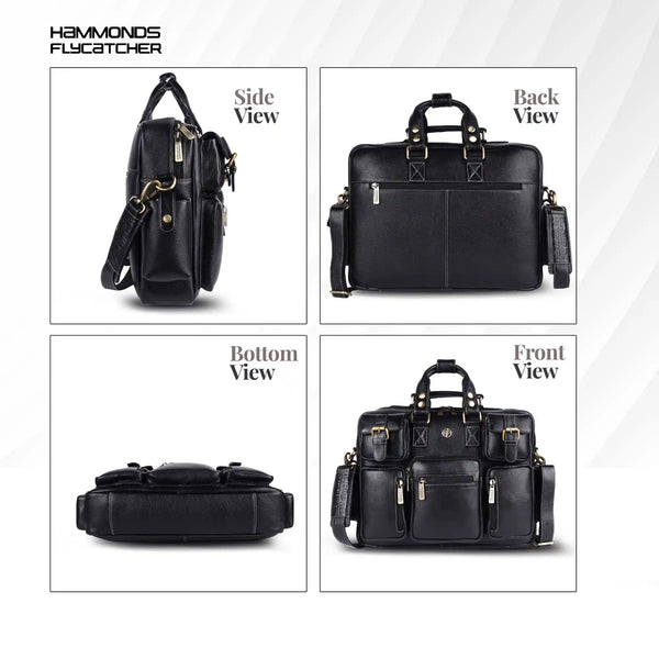 Premium Laptop Bag for Men - Office & Regulars Use - Genuine Leather - Fits for 14-15.6 Inch Laptops