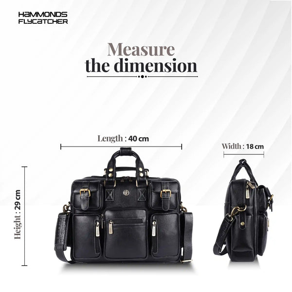Premium Laptop Bag for Men - Office & Regulars Use - Genuine Leather - Fits for 14-15.6 Inch Laptops