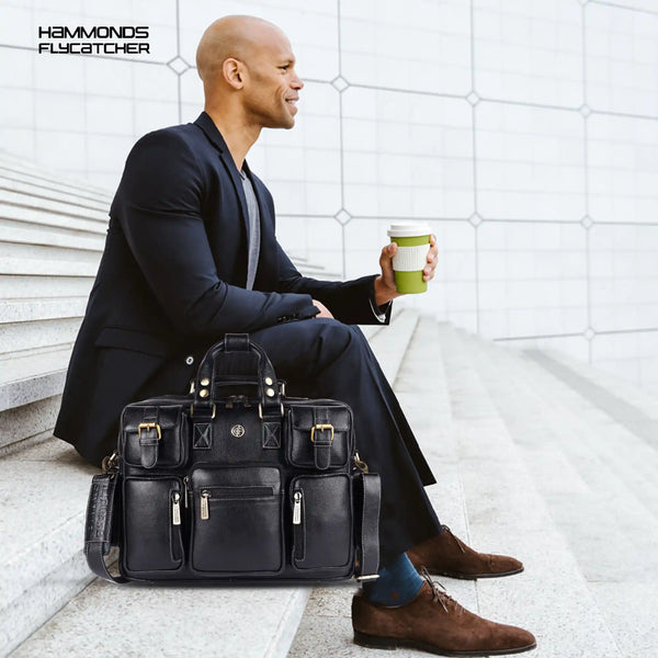Premium Laptop Bag for Men - Office & Regulars Use - Genuine Leather - Fits for 14-15.6 Inch Laptops
