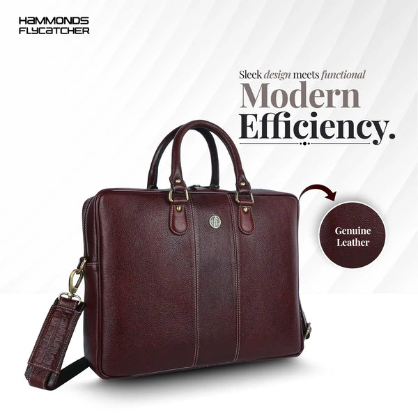Laptop Shoulder Bag for Men- Genuine Leather Bag With Multiple Compartments- 1 Year Warranty