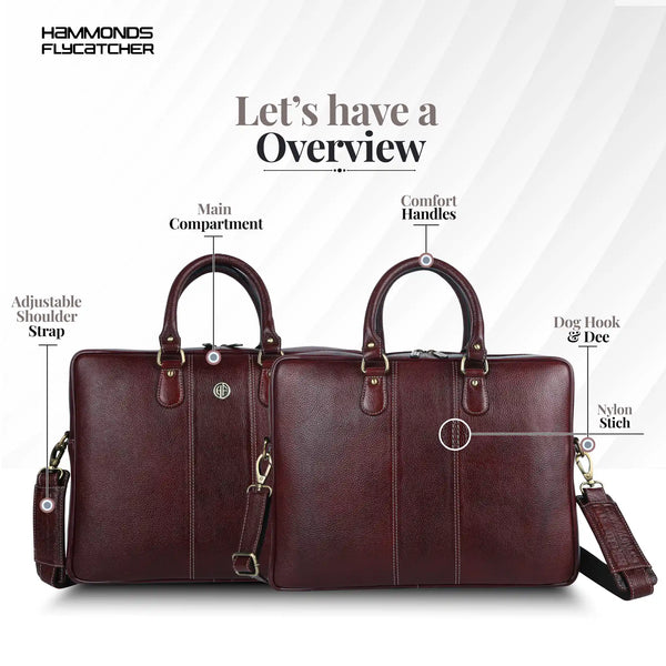 Laptop Shoulder Bag for Men- Genuine Leather Bag With Multiple Compartments- 1 Year Warranty