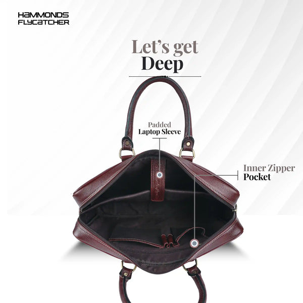 Laptop Shoulder Bag for Men- Genuine Leather Bag With Multiple Compartments- 1 Year Warranty