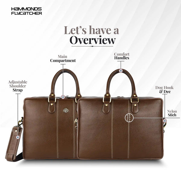 Laptop Shoulder Bag for Men- Genuine Leather Bag With Multiple Compartments- 1 Year Warranty