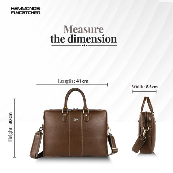Laptop Shoulder Bag for Men- Genuine Leather Bag With Multiple Compartments- 1 Year Warranty