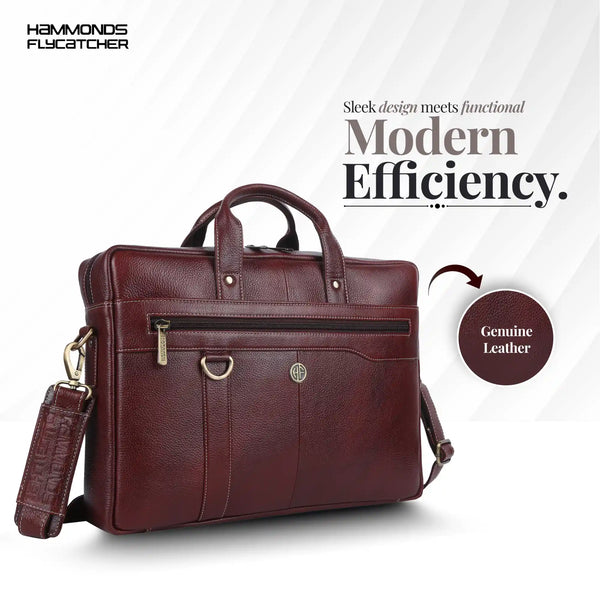 Genuine Leather Office Laptop Bags - Fits MacBook, Notebook up to 15.6 Inch - 1 Year Warranty