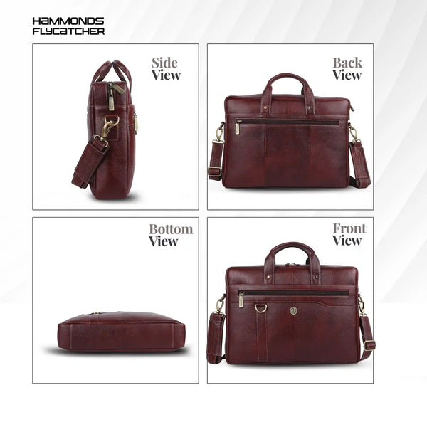 Genuine Leather Office Laptop Bags - Fits MacBook, Notebook up to 15.6 Inch - 1 Year Warranty