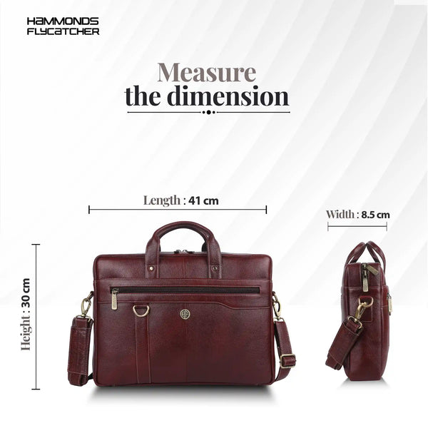 Genuine Leather Office Laptop Bags - Fits MacBook, Notebook up to 15.6 Inch - 1 Year Warranty