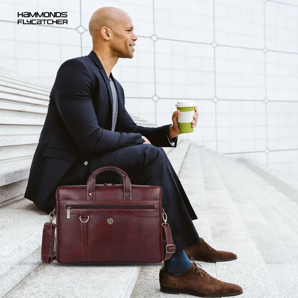 Genuine Leather Office Laptop Bags - Fits MacBook, Notebook up to 15.6 Inch - 1 Year Warranty
