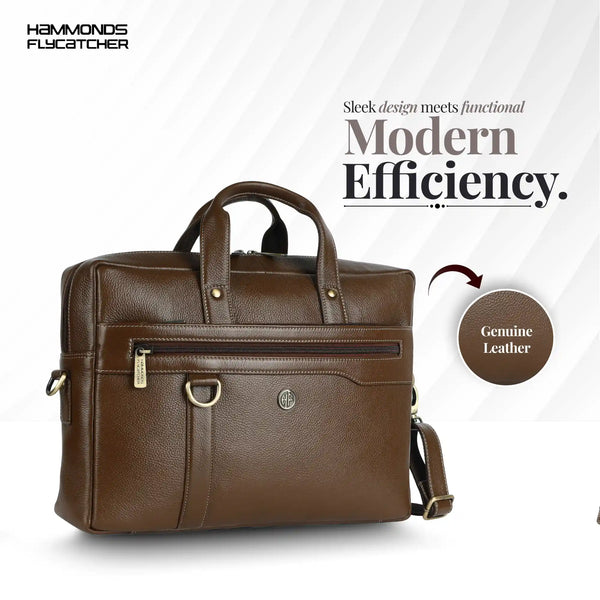 Genuine Leather Office Laptop Bags - Fits MacBook, Notebook up to 15.6 Inch - 1 Year Warranty