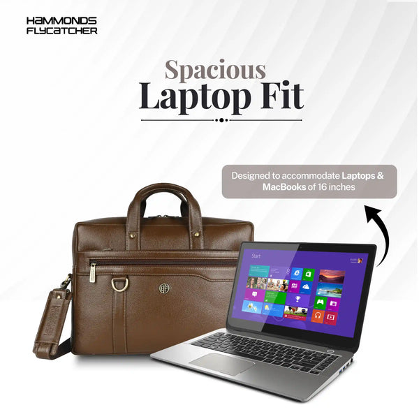 Genuine Leather Office Laptop Bags - Fits MacBook, Notebook up to 15.6 Inch - 1 Year Warranty