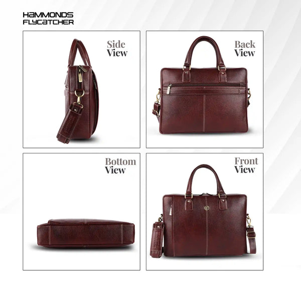 Genuine Leather Laptop Bag for Men - Office Bag, Brushwood - Fits Up to 15.6 Inch Laptop/MacBook - Shoulder