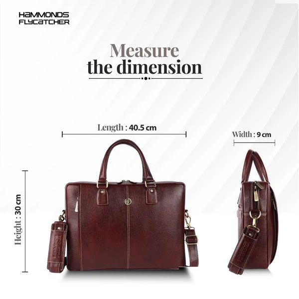 Genuine Leather Laptop Bag for Men - Office Bag, Brushwood - Fits Up to 15.6 Inch Laptop/MacBook - Shoulder