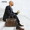 Genuine Leather Laptop Bag for Men - Office Bag, Brushwood - Fits Up to 15.6 Inch Laptop/MacBook - Shoulder