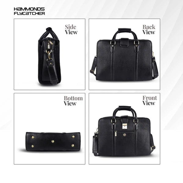 Leather Luxury Laptop Bag For Men With Adjustable & Removable Shoulder Strap