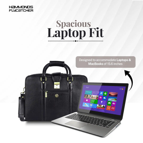 Leather Luxury Laptop Bag For Men With Adjustable & Removable Shoulder Strap