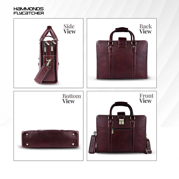 Leather Luxury Laptop Bag For Men With Adjustable & Removable Shoulder Strap