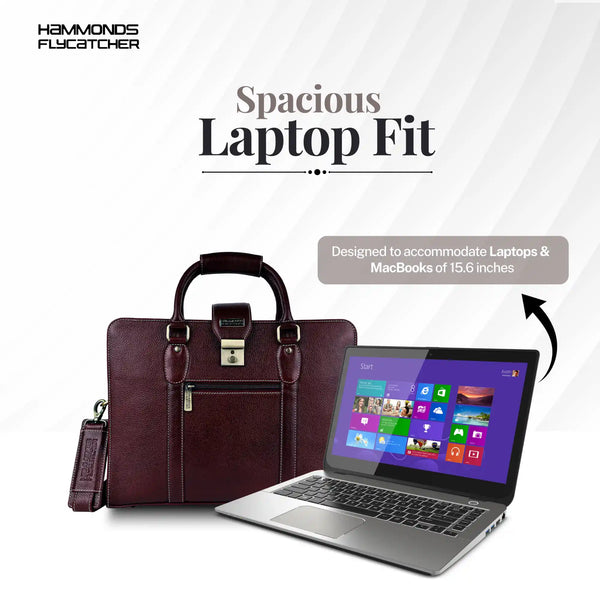 Leather Luxury Laptop Bag For Men With Adjustable & Removable Shoulder Strap