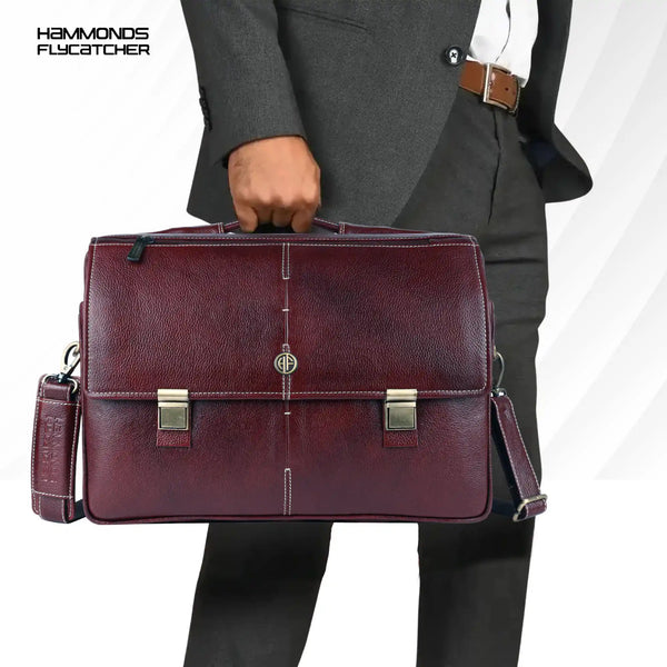 Laptop Bag for Men - Genuine Leather Office Bag, Brown Messenger Bag - Fits 14/15.6 Inch Laptop