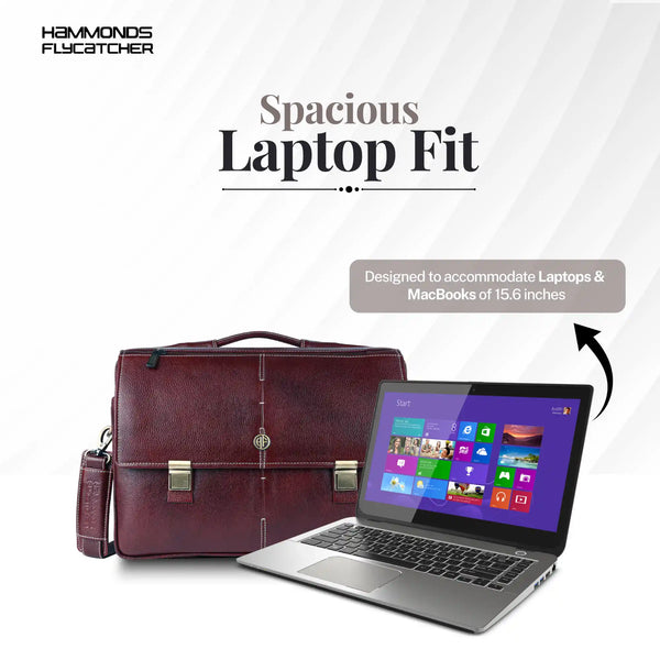 Laptop Bag for Men - Genuine Leather Office Bag, Brown Messenger Bag - Fits 14/15.6 Inch Laptop