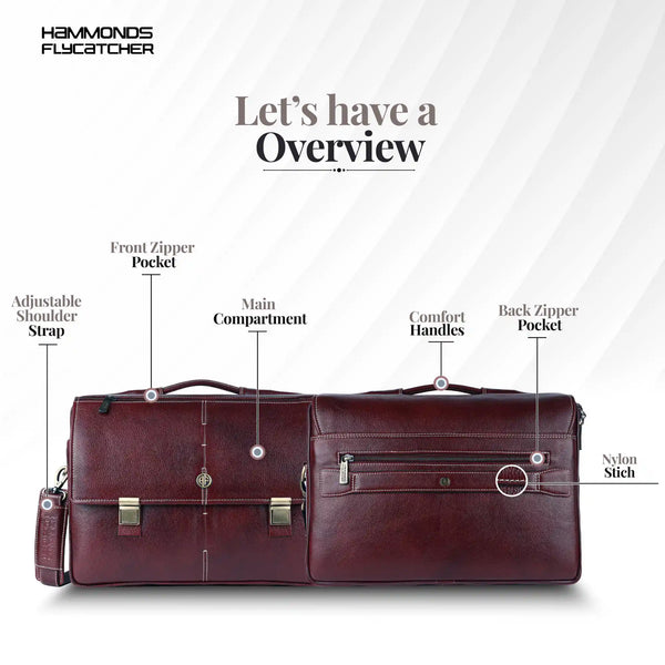 Laptop Bag for Men - Genuine Leather Office Bag, Brown Messenger Bag - Fits 14/15.6 Inch Laptop