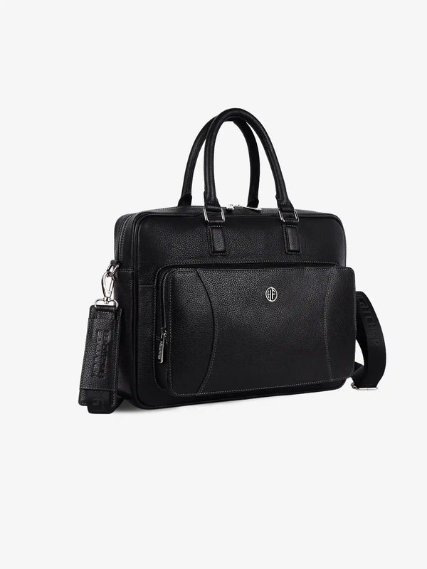 Genuine Leather Laptop Bag for Men, Fits Up to 15.6 Inch Laptop - Leather Office Bag with Adjustable Shoulder Strap and Trolley Strap